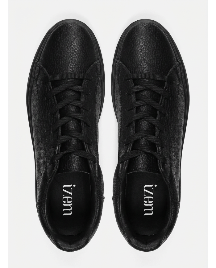 Cravate.tn | Sneakers Cuir noir crispé - Izem
