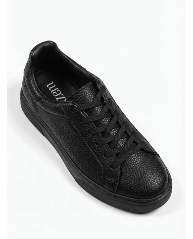Cravate.tn | Sneakers Cuir noir crispé - Izem