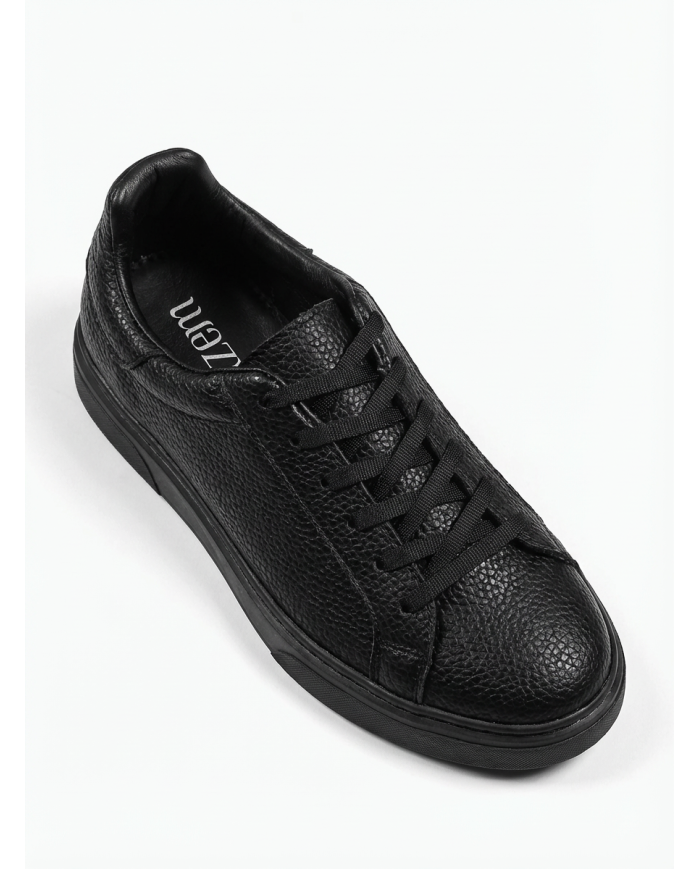 Cravate.tn | Sneakers Cuir noir crispé - Izem