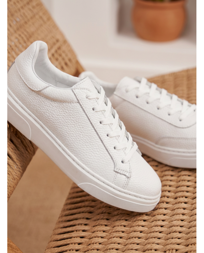 Cravate.tn | Sneakers Cuir noir crispé - Izem