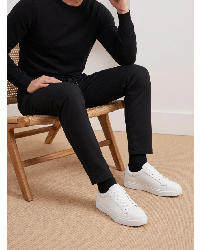 Cravate.tn | Sneakers Cuir noir crispé - Izem