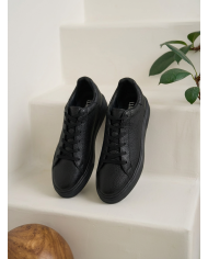 Cravate.tn | Sneakers Cuir noir crispé - Izem
