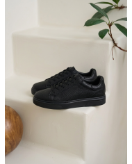 Cravate.tn | Sneakers Cuir noir crispé - Izem