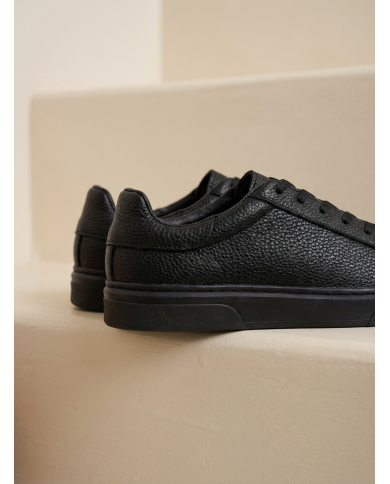 Cravate.tn | Sneakers Cuir noir crispé - Izem