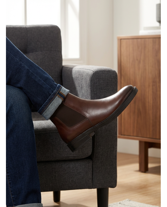 Chelsea boot en cuir : marron