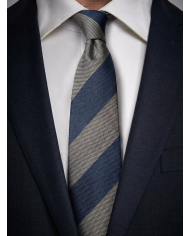 Cravate.tn | De Niro Collection : Cravate Club Beige et bleu marine