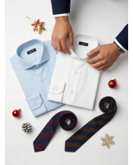 Premium Box : 2 chemises en popeline stretch et 2 cravates rayée