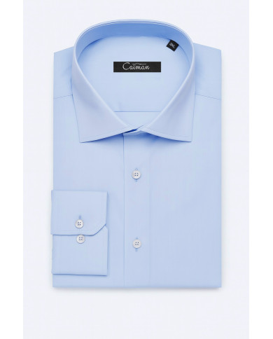 Cravate.tn | Chemise Col ouverte Regular Fit - Bleu Ciel (Grande Taille)