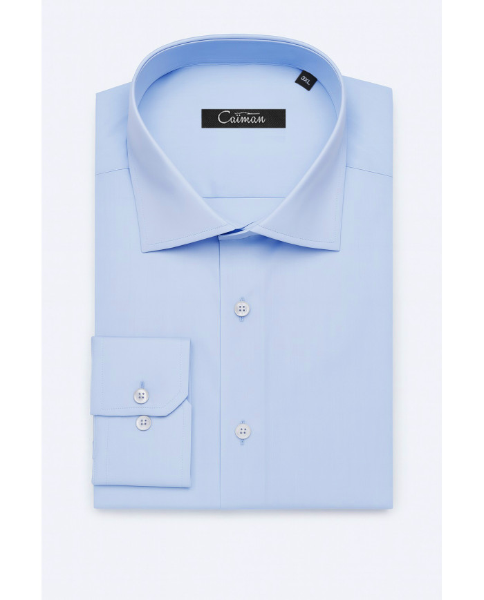 Cravate.tn | Chemise Col ouverte Regular Fit - Bleu Ciel (Grande Taille)