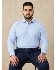 Cravate.tn | Chemise Col ouverte Regular Fit - Bleu Ciel (Grande Taille)