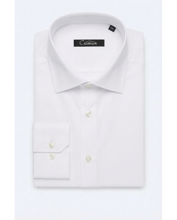 Cravate.tn | Chemise Col ouverte Regular Fit - Blanche (Grande Taille)