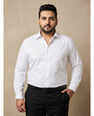 Cravate.tn | Chemise Col ouverte Regular Fit - Blanche (Grande Taille)