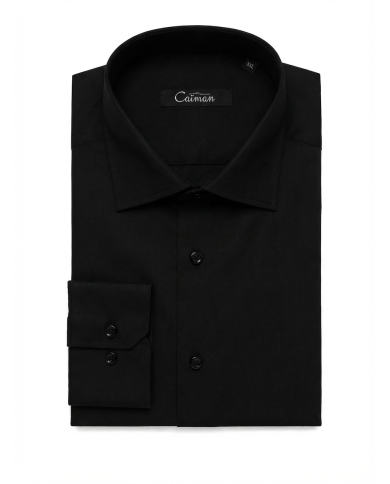 Cravate.tn | Chemise Col ouverte Regular Fit - Noir (Grande Taille)