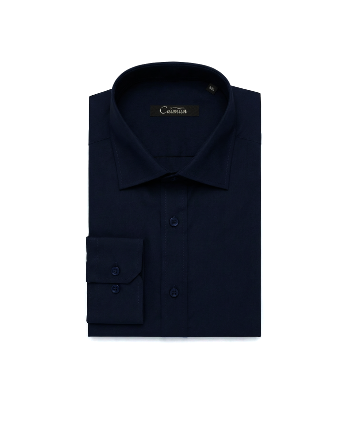 Cravate.tn | Chemise Col ouverte Regular Fit - Bleu nuit (Grande Taille)