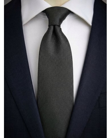 Cravate.tn | Cravate grise texturé en noir faux uni