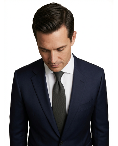 Cravate.tn | Cravate grise texturé en noir faux uni