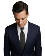 Cravate.tn | Cravate grise texturé en noir faux uni