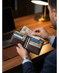 Cravate.tn | Portefeuille Cuir marron grainé