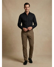 Pantalon Maco marron foncé uni texturé