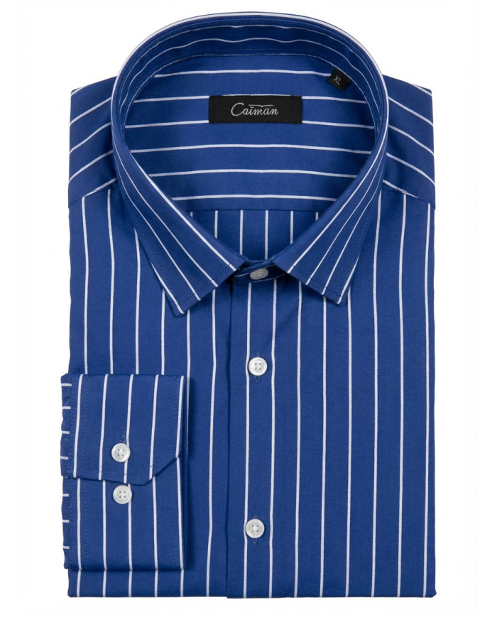 Chemise col ouvert Bleu avec rayure blanche