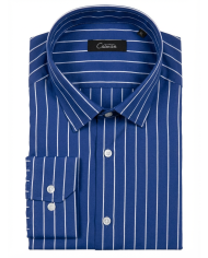 Chemise col ouvert Bleu avec rayure blanche