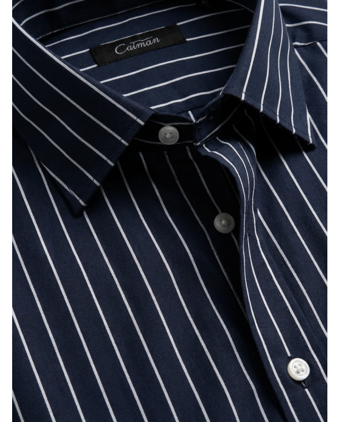 Chemise col ouvert Bleu nuit avec rayure blanche