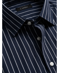 Chemise col ouvert Bleu nuit avec rayure blanche