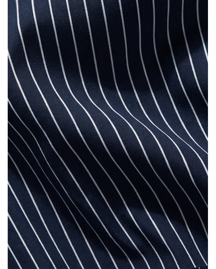 Chemise col ouvert Bleu nuit avec rayure blanche