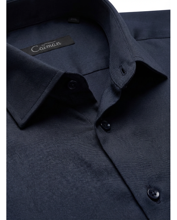 Cravate.tn | Chemise Col ouvert en popeline - bleu nuit