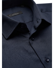 Cravate.tn | Chemise Col ouvert en popeline - bleu nuit