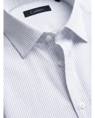Chemise blanche homme à fines rayures en bleu