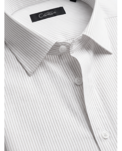 Chemise blanche homme à fines rayures en beige