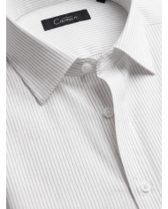 Chemise blanche homme à fines rayures en beige