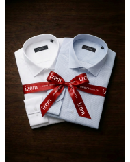 Pack 2 Chemises Col ouverte en popeline- Blanche- et blanche avec rayure fine