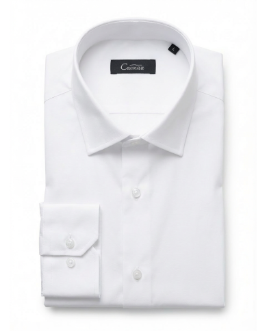 Pack 2 Chemises Col ouverte en popeline- Blanche- et blanche avec rayure fine