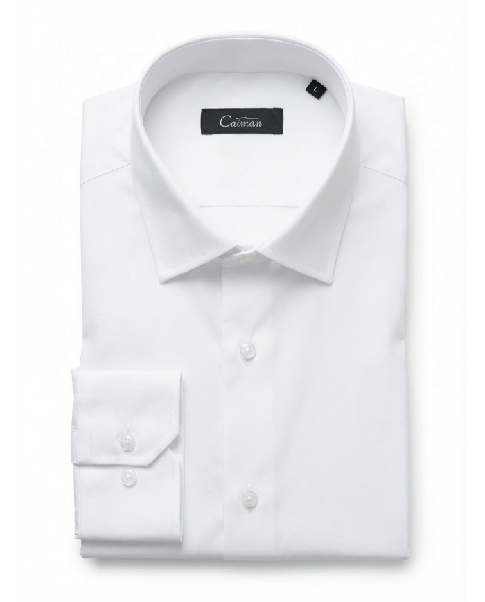 Pack 2 Chemises Col ouverte en popeline- Blanche- et blanche avec rayure fine