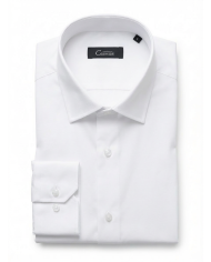 Pack 2 Chemises Col ouverte en popeline- Blanche- et blanche avec rayure fine