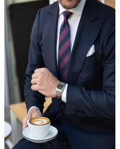 Cravate.tn | De Niro Collection : Cravate Club Bleu marine et aubergine