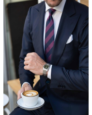 Cravate.tn | De Niro Collection : Cravate Club Bleu marine et aubergine