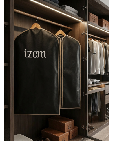 Lot de 3 housses de costume en noir avec contour beige - Izem