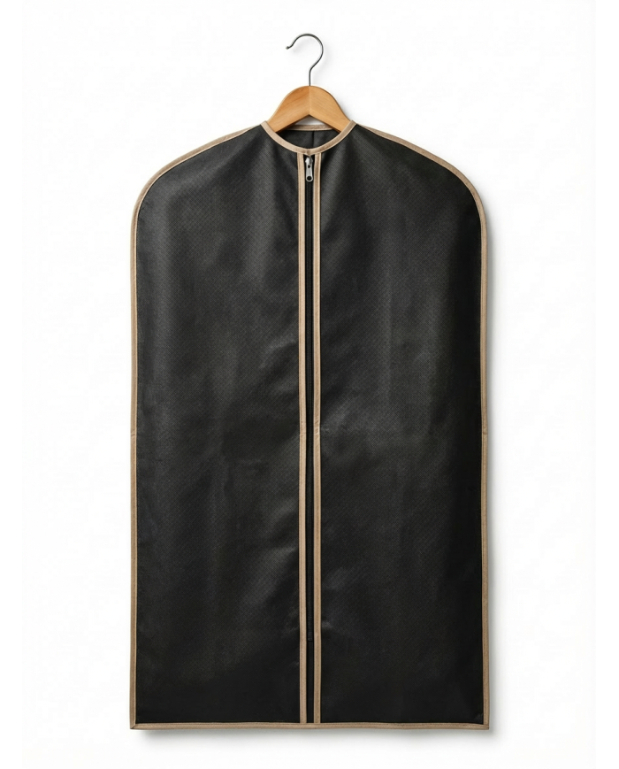 Lot de 3 housses de costume en noir avec contour beige - Izem