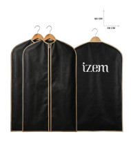 Lot de 3 housses de costume en noir avec contour beige - Izem