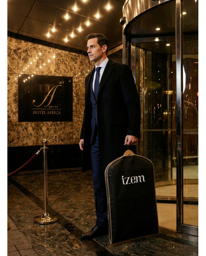 Lot de 3 housses de costume en noir avec contour beige - Izem