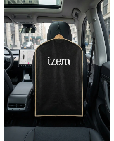 Lot de 3 housses de costume en noir avec contour beige - Izem