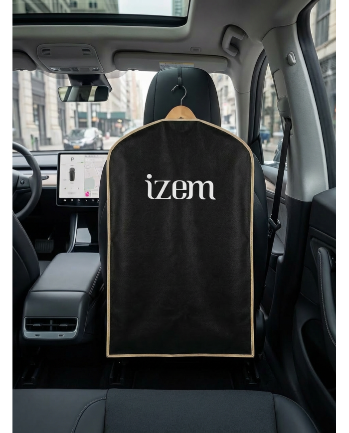 Lot de 3 housses de costume en noir avec contour beige - Izem