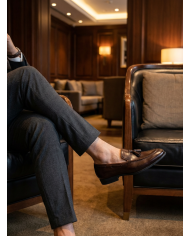 Cravate.tn | Mocassins cuir À Pampilles Bernard - Marron