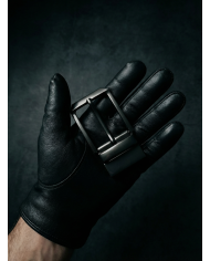 Ceinture cuir grainé réversible : Bleu marine & noir