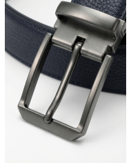 Ceinture cuir grainé réversible : Bleu marine & noir