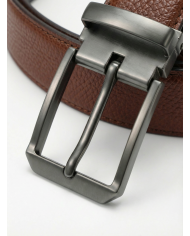 Ceinture cuir réversible : marron crispé et noir