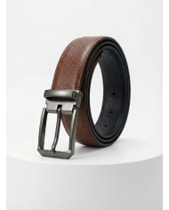 Ceinture cuir réversible : marron crispé et noir